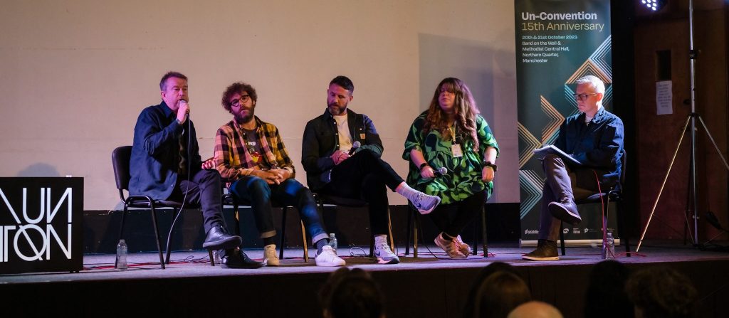 A panel featuring: JON COLLINS (Moderator, LIVE) MARK DAVYD (Music Venue Trust) ANGIE RANCE (Earth Agency) BEN ROBINSON (From The Fields) MEG GAVAN (Skiddle) CRAIG PENNINGTON (Future Yard)