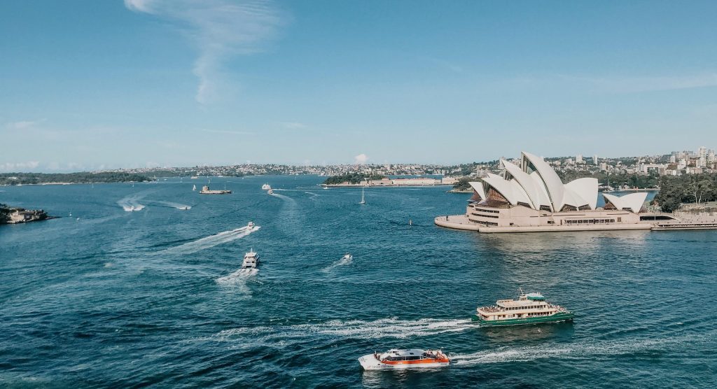 A panoramic view of Sydney harbour in Australia